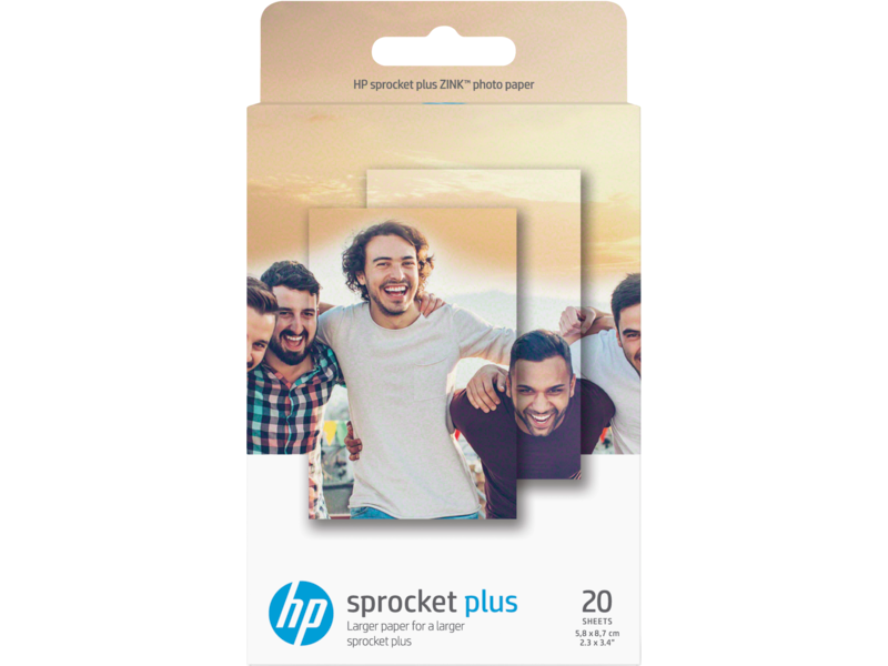 HP Sprocket Plus Photo Paper, 2.3 x 3.4, 20 Sheets