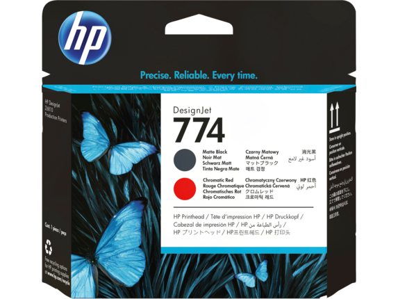 Ink Supplies, HP 774 Matte Black/Chromatic Red DesignJet Printhead, P2V97A