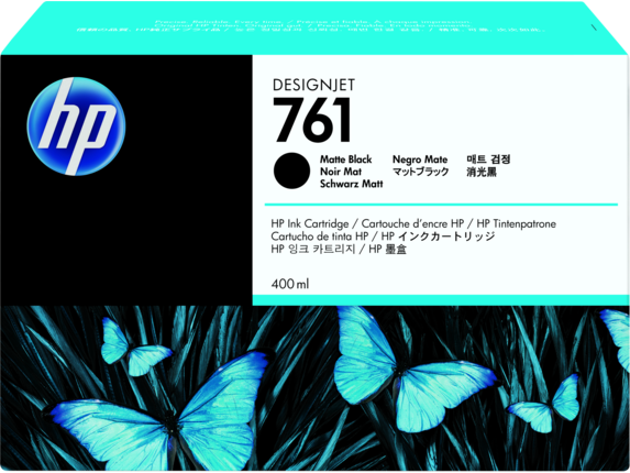 Ink Supplies, HP 761 400-ml Matte Black DesignJet Ink Cartridge, CM991A