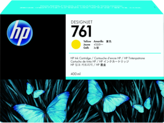 HP 761 400-ml Yellow DesignJet Ink Cartridge, CM992A