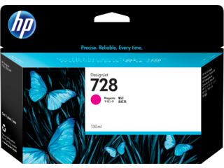 HP® 728 130-ml Magenta DesignJet Ink Cartridge (F9J66A)