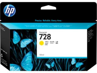 HP 728 130-ml Yellow DesignJet Ink Cartridge, F9J65A