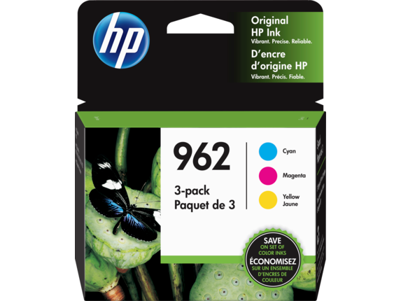 Ink Supplies, HP 962 3-pack Cyan/Magenta/Yellow Original Ink Cartridges, 3YP00AN#140