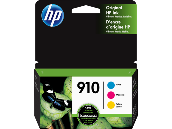Ink Supplies, HP 910 3-pack Cyan/Magenta/Yellow Original Ink Cartridges, 3YN97AN#140