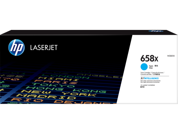 HP Laser Toner Cartridges and Kits, HP 658X High Yield Cyan Original LaserJet Toner Cartridge, W2001X