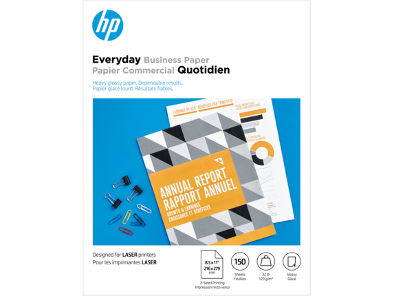 HP Business Papers, HP Everyday Business Paper, Glossy, 32 lb, 8.5 x 11 in. (216 x 279 mm), 150 sheets 4WN08A