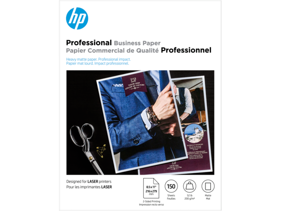 HP Business Papers, HP Professional Business Paper, Matte, 52 lb, 8.5 x 11 in. (216 x 279 mm), 150 sheets 4WN05A