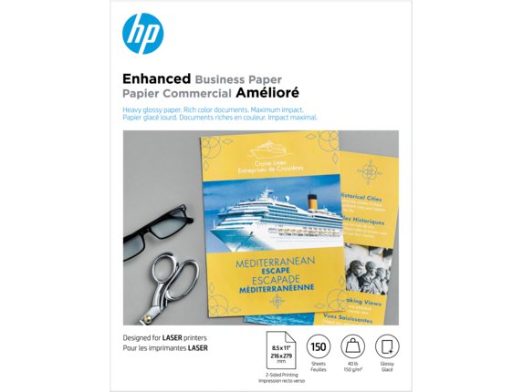 HP Business Papers, HP Enhanced Business Paper, Glossy, 40 lb, 8.5 x 11 in. (216 x 279 mm), 150 sheets Q6611A