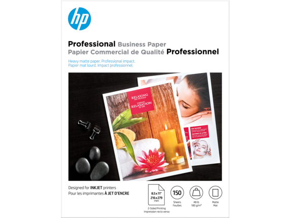 HP Business Papers, HP Professional Business Paper, Matte, 48 lb, 8.5 x 11 in. (216 x 279 mm), 150 sheets CH016A