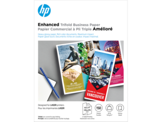 HP Enhanced Tri-Fold Business Paper, Glossy, 40 lb, 8.5 x 11 in. (216 x 279 mm), 150 sheets Q6612A