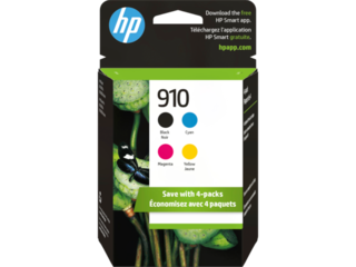 HP 910 4-pack Black/Cyan/Magenta/Yellow Original Ink Cartridges, 3YQ26AN#140