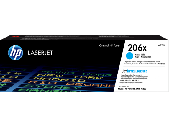 HP Laser Toner Cartridges and Kits, HP 206X High Yield Cyan Original LaserJet Toner Cartridge, W2111X