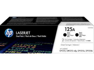 HP 125A 2-pack Black Original LaserJet Toner Cartridges, CB540AD