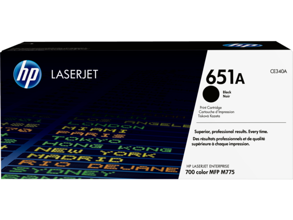HP 651A Black Original LaserJet Toner Cartridge, CE340A