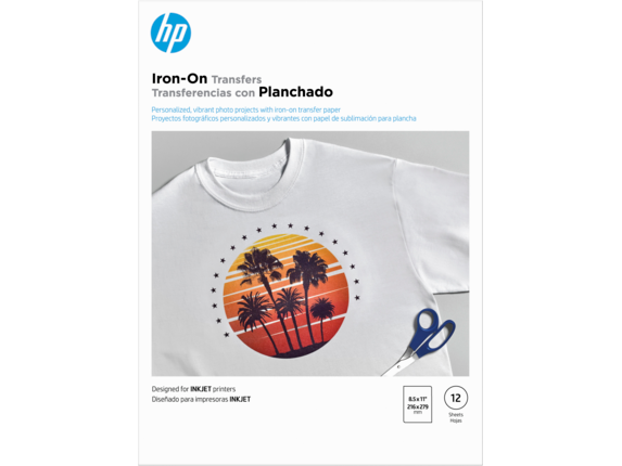 IRON-ON T-SHIRT TRANSFERS by Hewlett Packard  8-1/2 x 11 White 10/Pack 