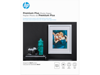 HP Premium Plus Photo Paper, Glossy, 80 lb, 8.5 x 11 in. (216 x 279 mm), 50 sheets CR664A