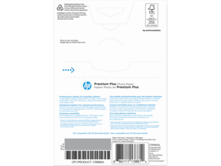 HP Premium Plus Photo Paper, Satin, 80 lb, 4 x 6 in. (101 x 152 mm), 100 sheets CR666A