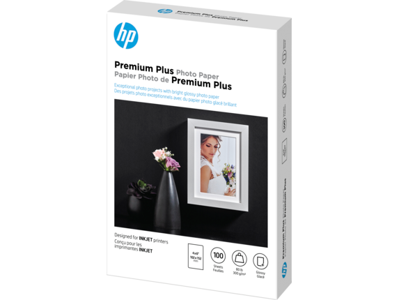 Series 3 of 12 HP Photo Papers, HP Premium Plus Photo Paper, Glossy, 80 lb, 4 x 6 in. (101 x 152 mm), 100 sheets CR668A