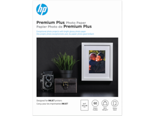 HP Premium Plus Photo Paper, Glossy, 80 lb, 5 x 7 in. (127 x 178 mm), 60 sheets CR669A
