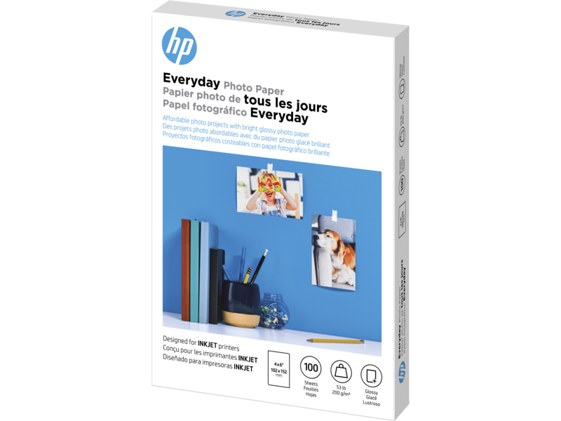 Papel fotográfico brillante HP Everyday: 100 hojas/4 x 6 pulgadas | HP®  Paraguay