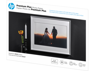 HP Premium Plus Photo Paper, Glossy, 80 lb, 11 x 17 in. (279 x 432 mm), 25 sheets CV065A