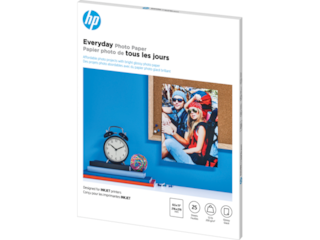 HP Everyday Photo Paper, Glossy, 52 lb, 8.5 x 11 in. (216 x 279 mm), 25 sheets Q5498A