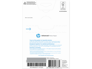 HP Advanced Photo Paper, Glossy, 65 lb, 4 x 6 in. (101 x 152 mm), 50 sheets F4T22A