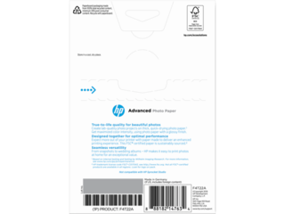 HP Advanced Photo Paper, Glossy, 65 lb, 4 x 6 in. (101 x 152 mm), 50 sheets F4T22A