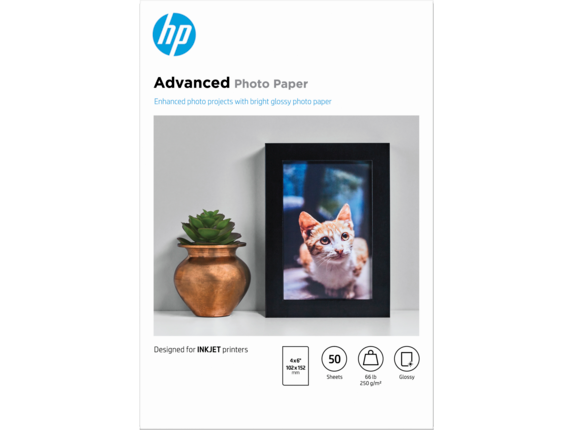 HP Advanced Glossy Photo Paper-50 sht/4 x 6 in, F4T22A