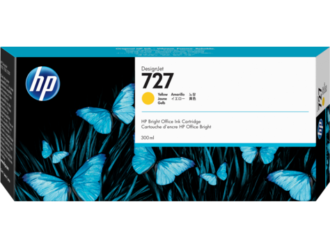 HP 727 sárga tintapatron eredeti F9J78A T920 T930 T1500 T1530 T2500 T2530 300 ml