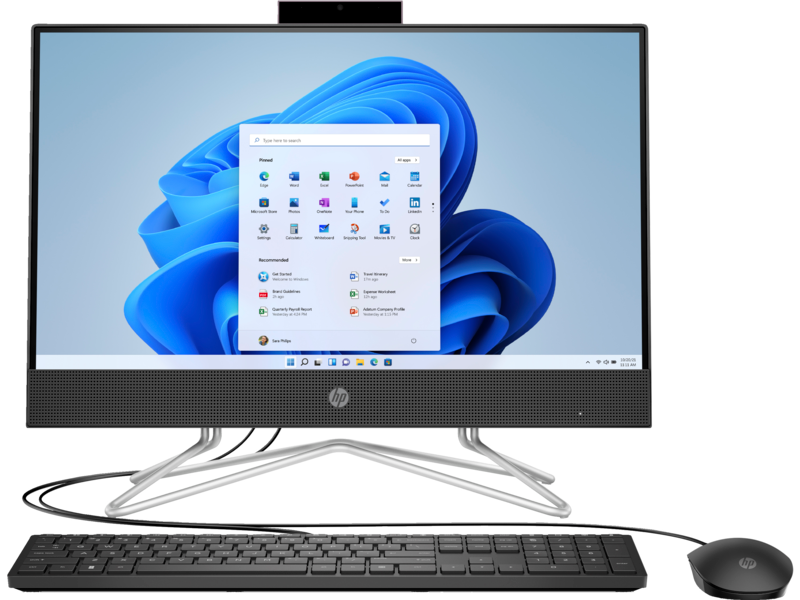 20C1 - HP OPP All in One 22-inch Desktop (22, NT, Jet Black, HD Cam), Win10 Screen, Center Facing wi