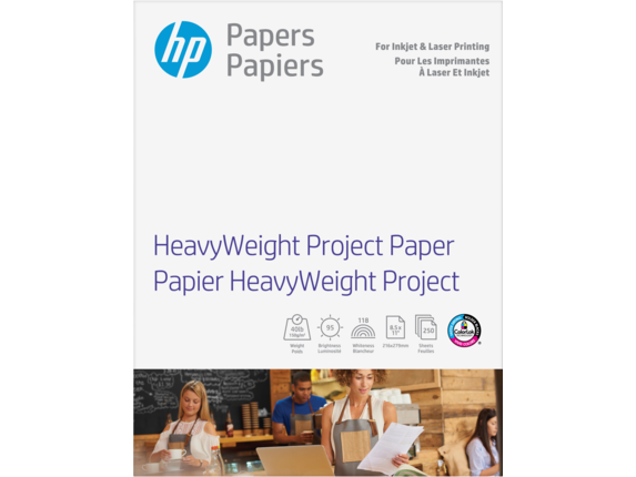 HP Paper for Multiple Uses, HP HeavyWeight Project Paper, Matte, 40 lb, 8.5 x 11 in. (216 x 279 mm), 250 sheets Z4R14A
