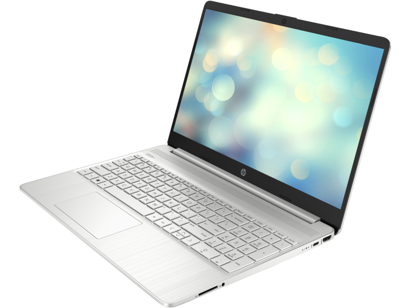 20C1 - HP 15 Laptop PC (15, Natural Silver, T, HD Cam, nonODD, nonFPR) Freedos, Left Facing
