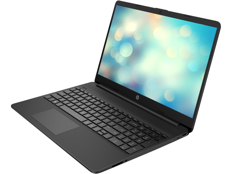 20C1 - HP 15 Laptop PC (15, Jet Black, T, HD Cam, nonODD, FPR) FreeDos, Left Facing