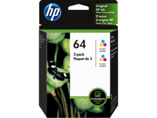 HP 64 2-pack Tri-color Original Ink Cartridges, 6ZA55AN#140 HP 64 2-pack Tri-color Original Ink Cartridges, 6ZA55AN#140