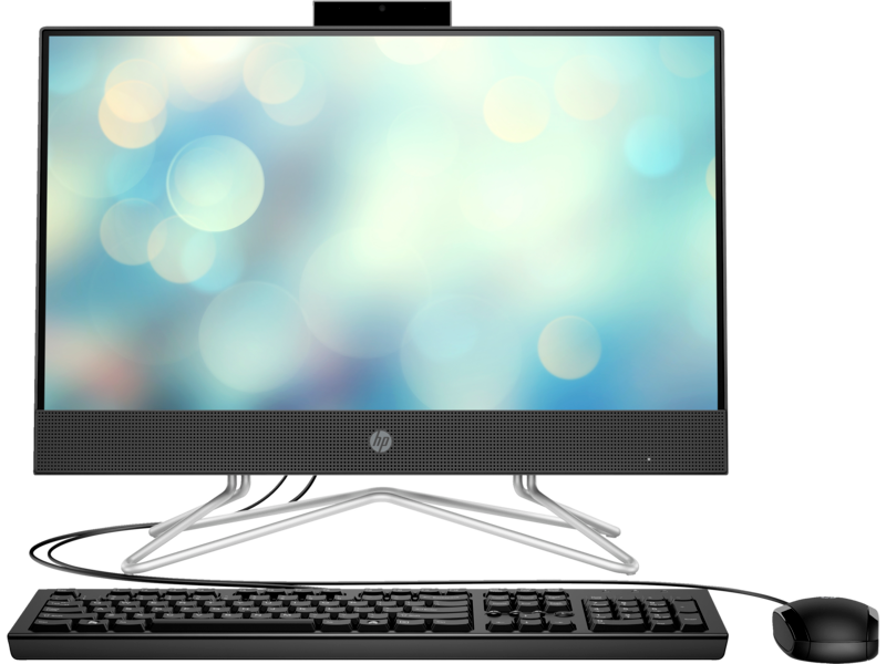 20C1 - HP 22 All-in-One PC (22, Jet Black, NT, HD Cam) Freedos, Center Facing with wired KBM