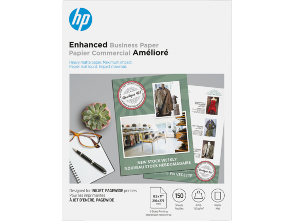HP Business Papers, HP Enhanced Business Paper, Matte, 40 lb, 8.5 x 11 in. (216 x 279 mm), 150 sheets 9ZE20A