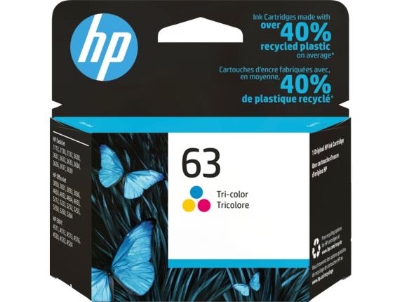 HP 63 Tri-color Original Ink Cartridge, F6U61AN#140