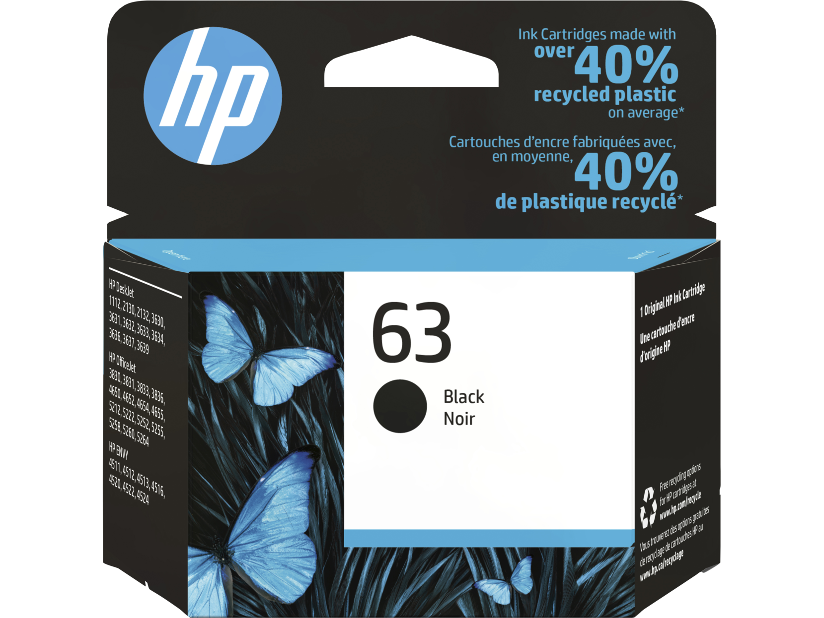 HP 63 Black Original Ink Cartridge F6U62AN 140   C06674142 