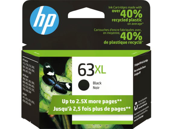 HP 63XL High Yield Black Original Ink Cartridge, F6U64AN#140