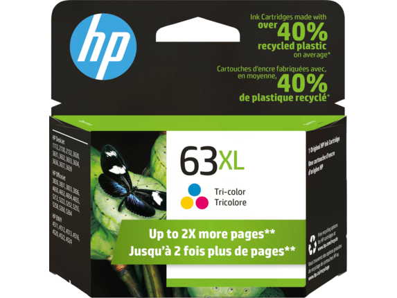 HP 63XL High Yield Tri-color Original Ink Cartridge, F6U63AN#140
