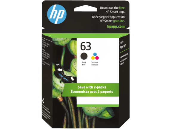 Ink Supplies, HP 63 2-pack Black/Tri-color Original Ink Cartridges, L0R46AN#140