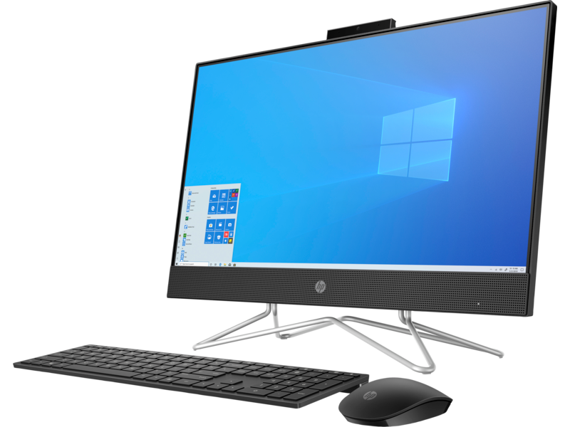 20C1 - HP OPP All in One 24-inch Desktop (24, T, Jet Black, HD Cam), Win10 Screen, Left Facing with