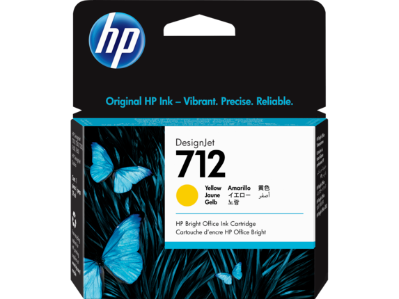 Ink Supplies, HP 712 29ml Yellow DesignJet Ink Cartridge, 3ED69A