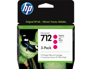HP 712 Magenta DesignJet Ink Cartridge 3-Pack, 3ED78A