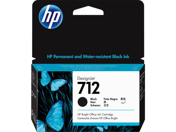 HP 712 38ml Black DesignJet Ink Cartridge, 3ED70A