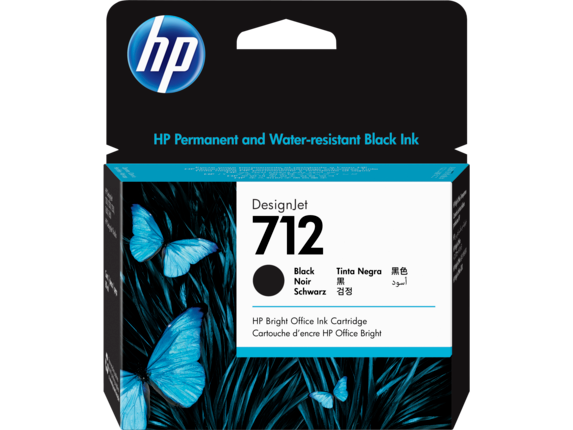 Ink Supplies, HP 712 80ml Black DesignJet Ink Cartridge, 3ED71A