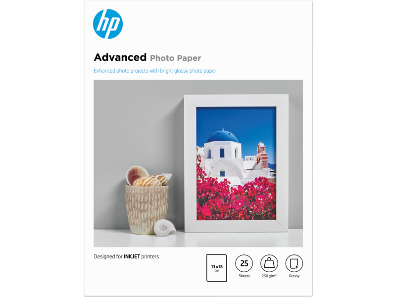 20 Sheets HP Q8697A A3/297 x 420 mm Advanced Glossy Photo Paper 250 gsm White