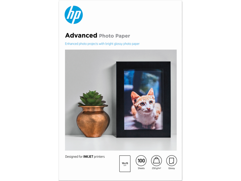 HP Advanced Paper, Glossy, 250 g/m2, 10 x 15 cm (101 x 152 mm), sheets HP® Middle East