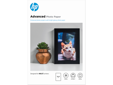 HP Q8691A Fejlesztett fényes fotópapír 250g 10x15 25 lap szegély nélküli nyomtatáshoz